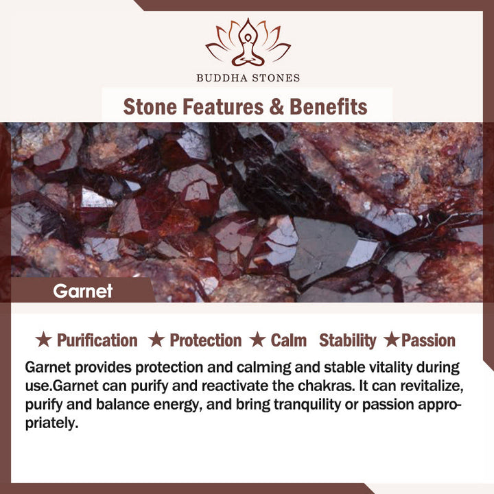 Cadena para el vientre con hilo rojo y bendición de la paz con hebilla de granate natural del zodíaco chino y Buddha Stones