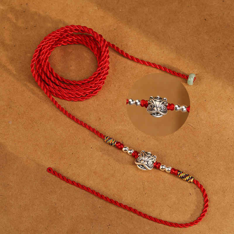 Cadena para el vientre con hilo rojo y bendición de plata de ley 999 con Buddha Stones