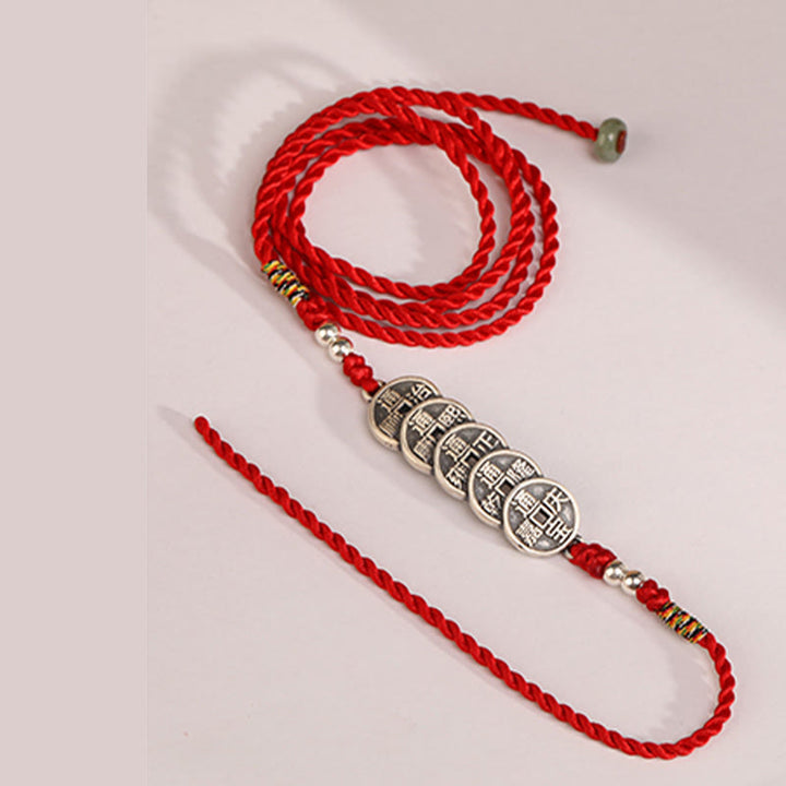 Cadena para el vientre con hilo rojo y bendición de plata de ley 999 con Buddha Stones