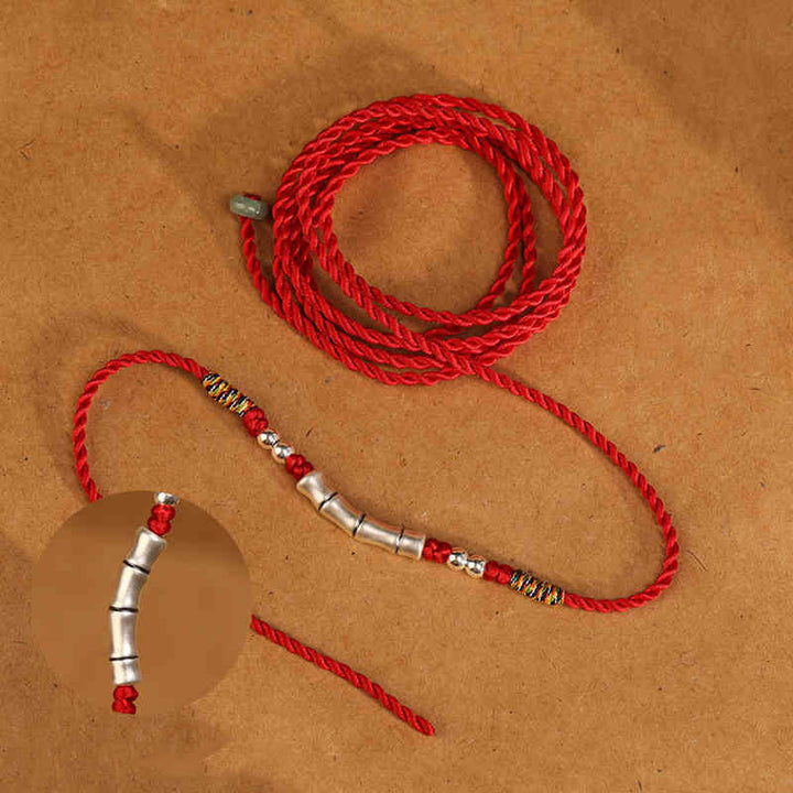 Cadena para el vientre con hilo rojo y bendición de plata de ley 999 con Buddha Stones