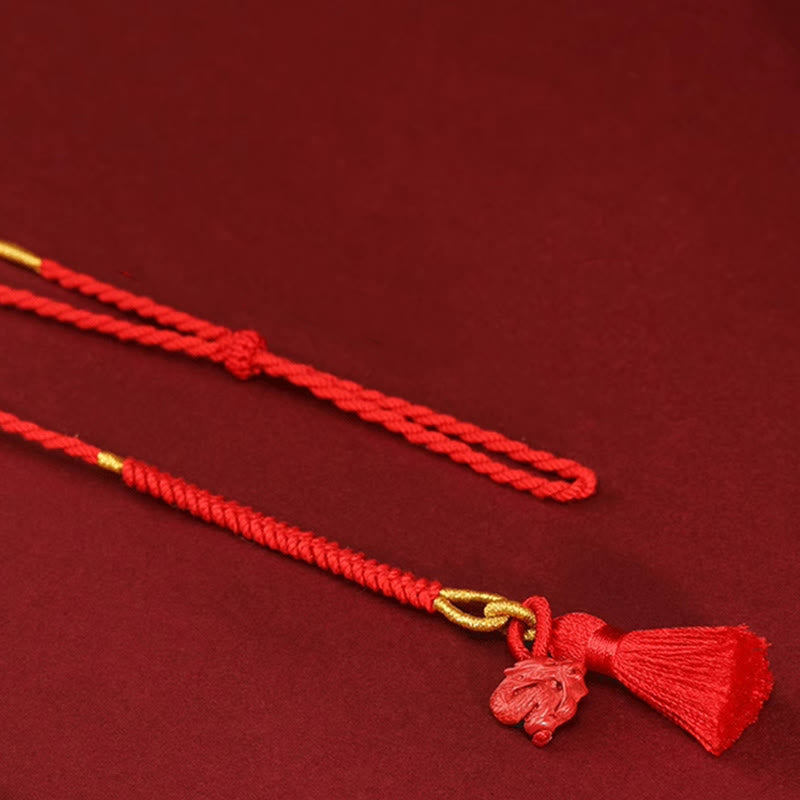 Cadena para el vientre con hilo rojo y bendición del dragón con cinabrio natural y Buddha Stones