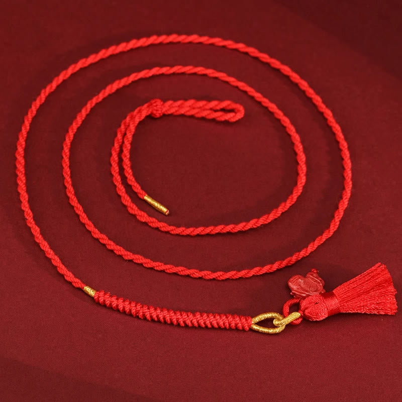 Cadena para el vientre con hilo rojo y bendición del dragón con cinabrio natural y Buddha Stones