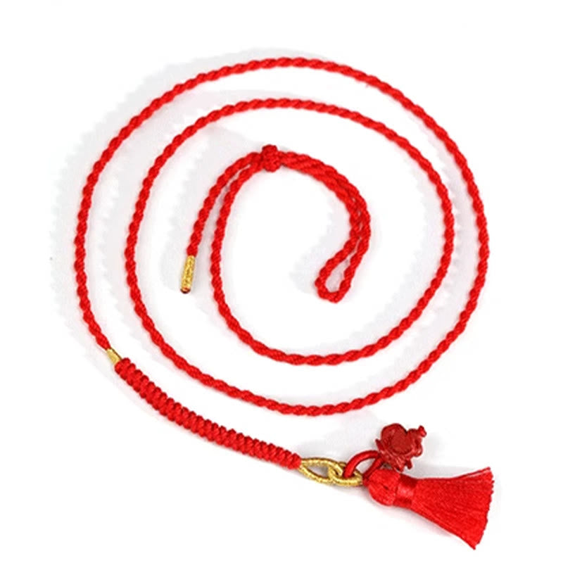 Cadena para el vientre con hilo rojo y bendición del dragón con cinabrio natural y Buddha Stones