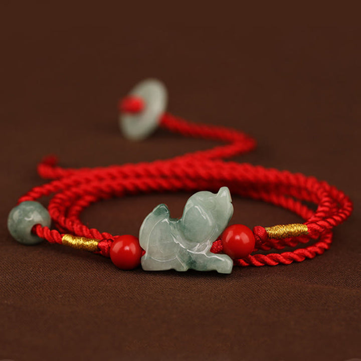 Cadena para el vientre con hilo rojo y hebilla de paz de Buddha Stones