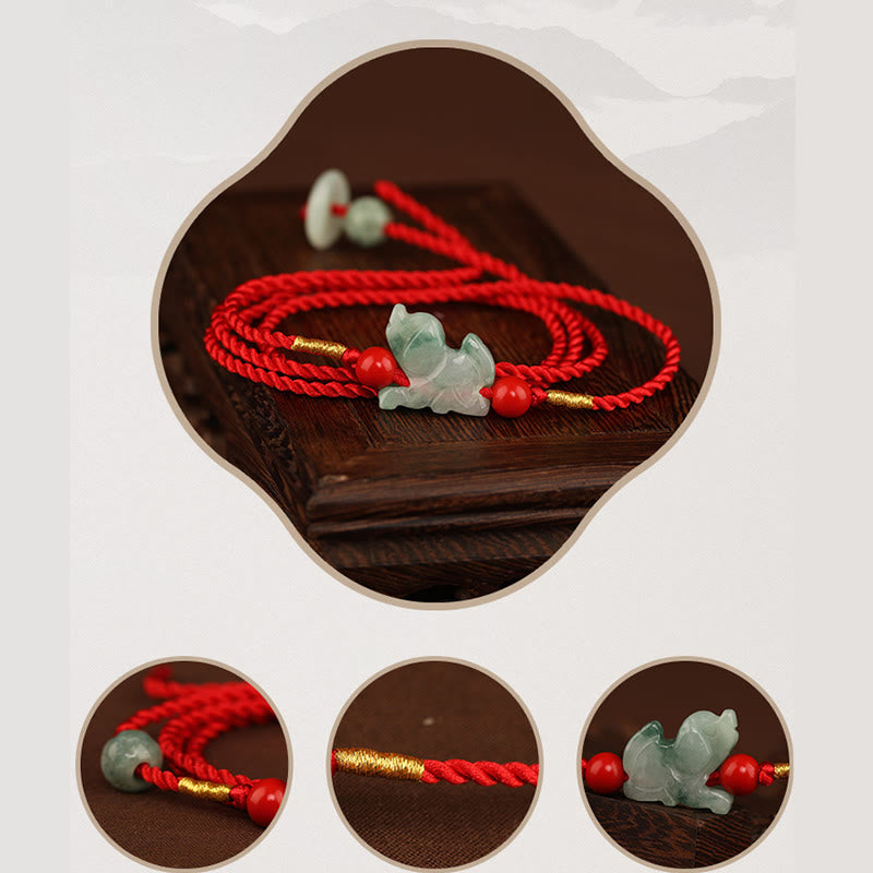 Cadena para el vientre con hilo rojo y hebilla de paz de Buddha Stones