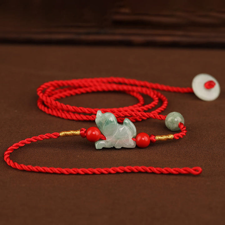 Cadena para el vientre con hilo rojo y hebilla de paz de Buddha Stones