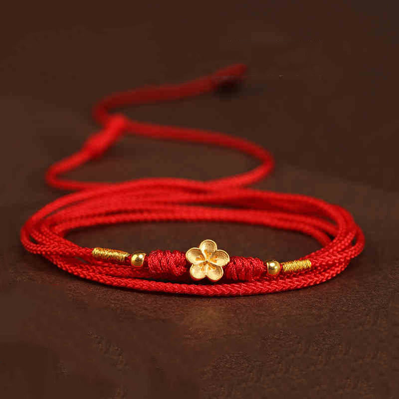 Cadena para el vientre con hilo rojo de oro macizo 999 y piedra de Buda