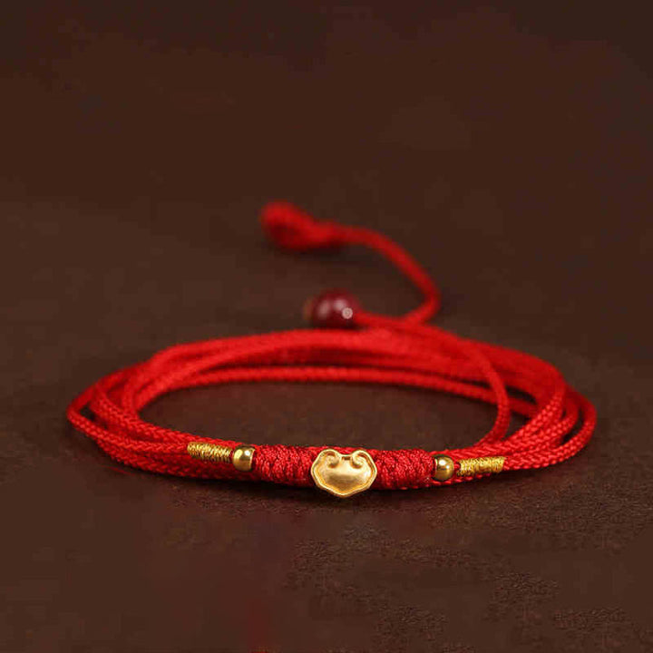 Cadena para el vientre con hilo rojo de oro macizo 999 y piedra de Buda - Cuentas de la suerte con forma de nubes - image 14