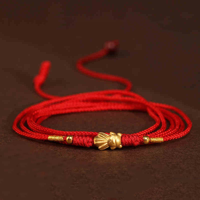 Cadena para el vientre con hilo rojo de oro macizo 999 y piedra de Buda