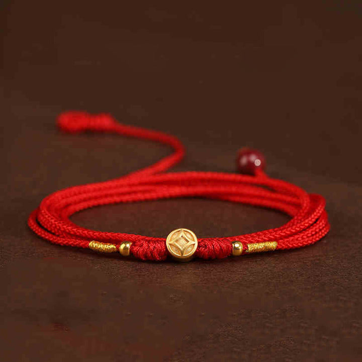 Cadena para el vientre con hilo rojo de oro macizo 999 y piedra de Buda