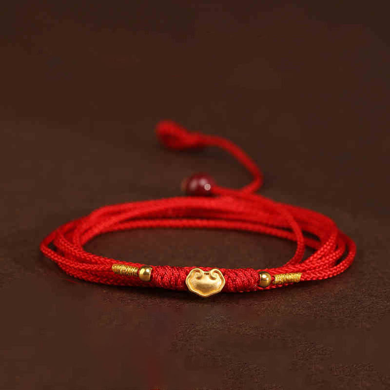 Cadena para el vientre con hilo rojo de oro macizo 999 y piedra de Buda