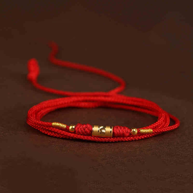 Cadena para el vientre con hilo rojo de oro macizo 999 y piedra de Buda