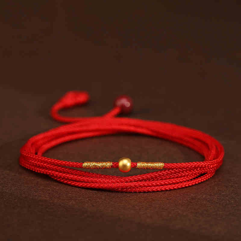 Cadena para el vientre con hilo rojo de oro macizo 999 y piedra de Buda