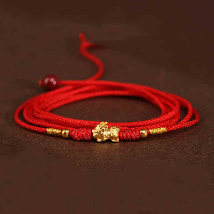 Cadena para el vientre con hilo rojo de oro macizo 999 y piedra de Buda