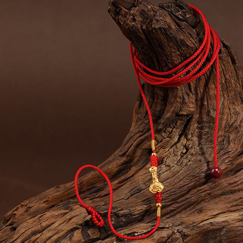 Cadena para el vientre con hilo rojo de oro macizo 999 y piedra de Buda