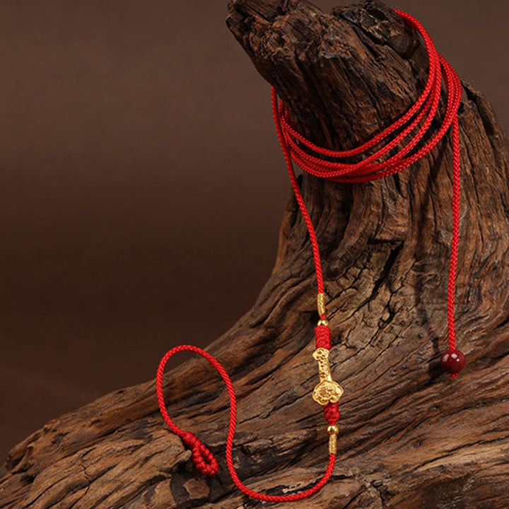 Cadena para el vientre con hilo rojo de oro macizo 999 y piedra de Buda