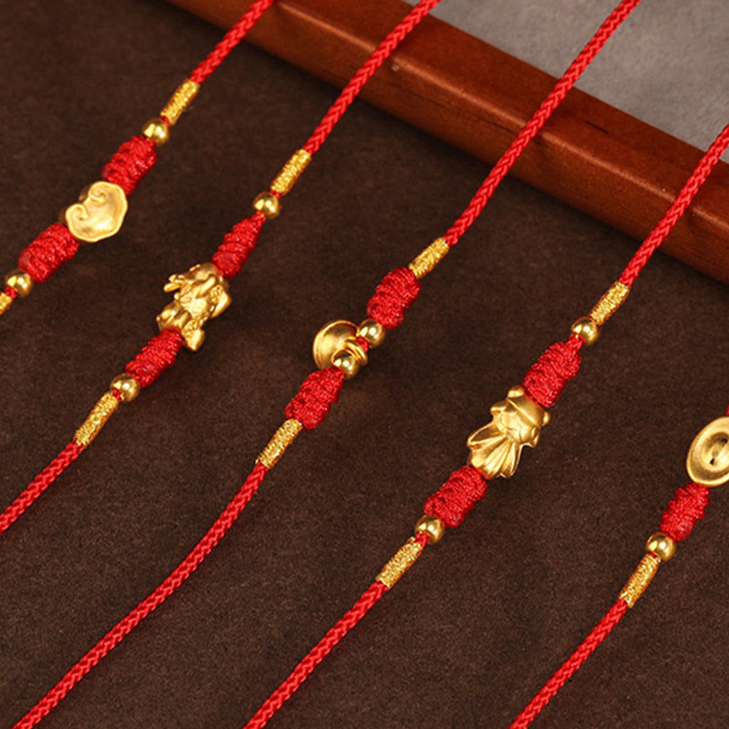 Cadena para el vientre con hilo rojo de oro macizo 999 y piedra de Buda