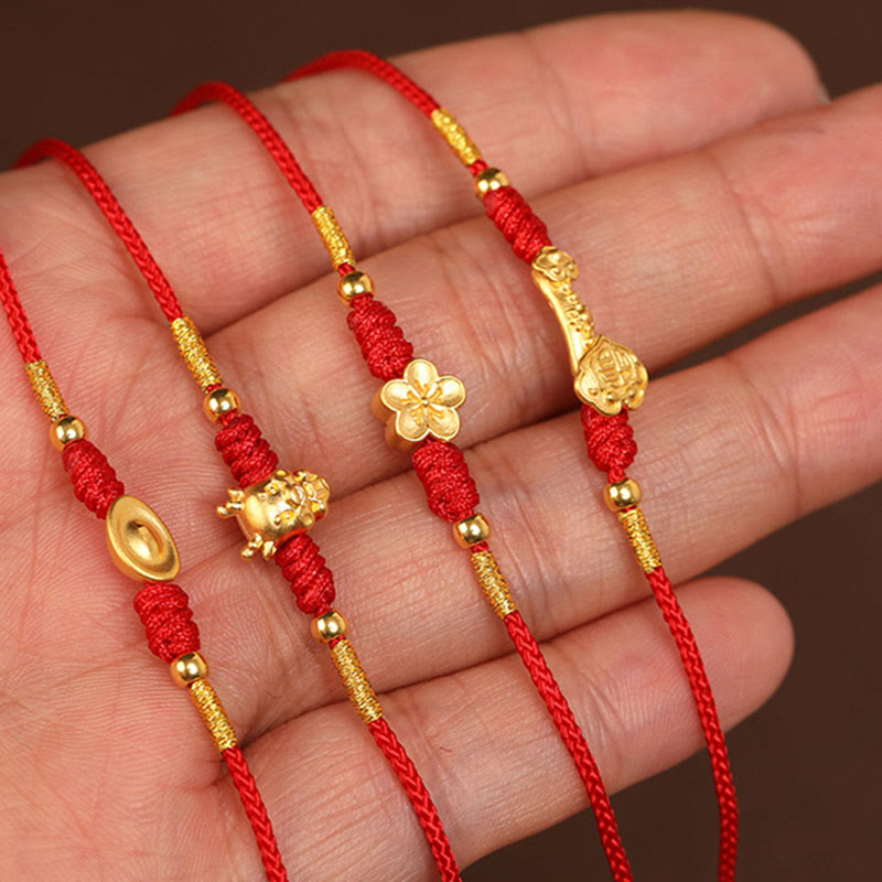Cadena para el vientre con hilo rojo de oro macizo 999 y piedra de Buda