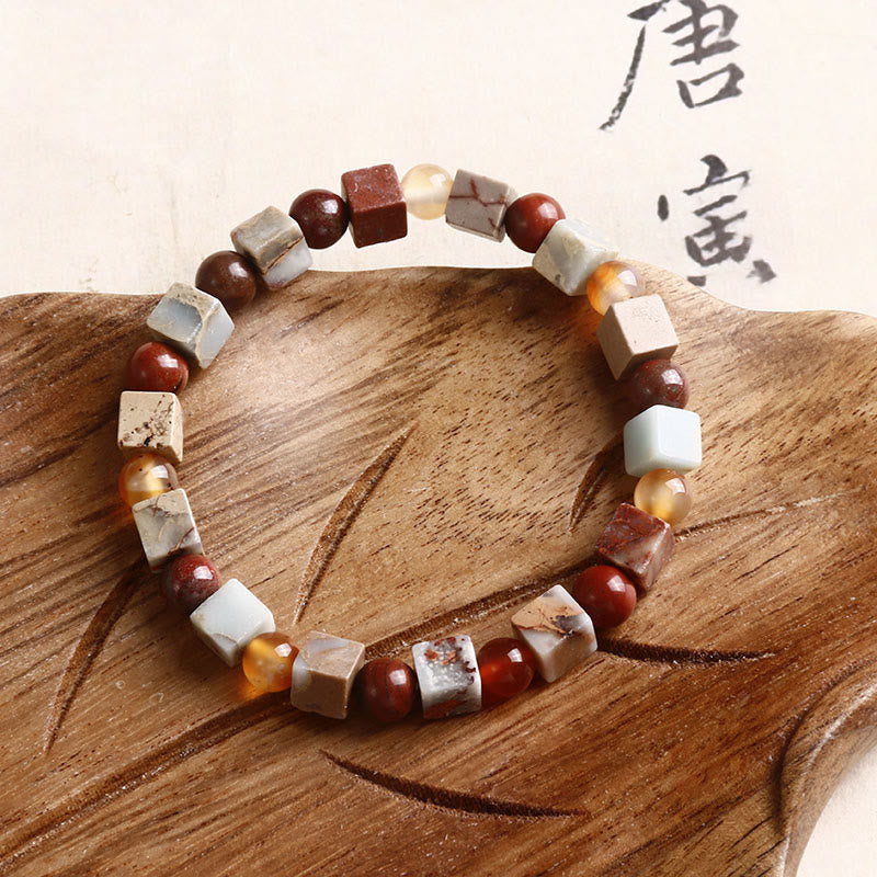 Pulsera de bendición de la calma con piedra de Shoushan de ágata roja y Buddha Stones