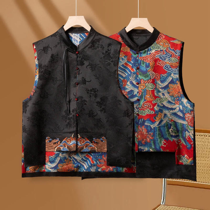 Chaleco con diseño de nubes y flores bordadas con Buddha Stones estilo vintage - image 1