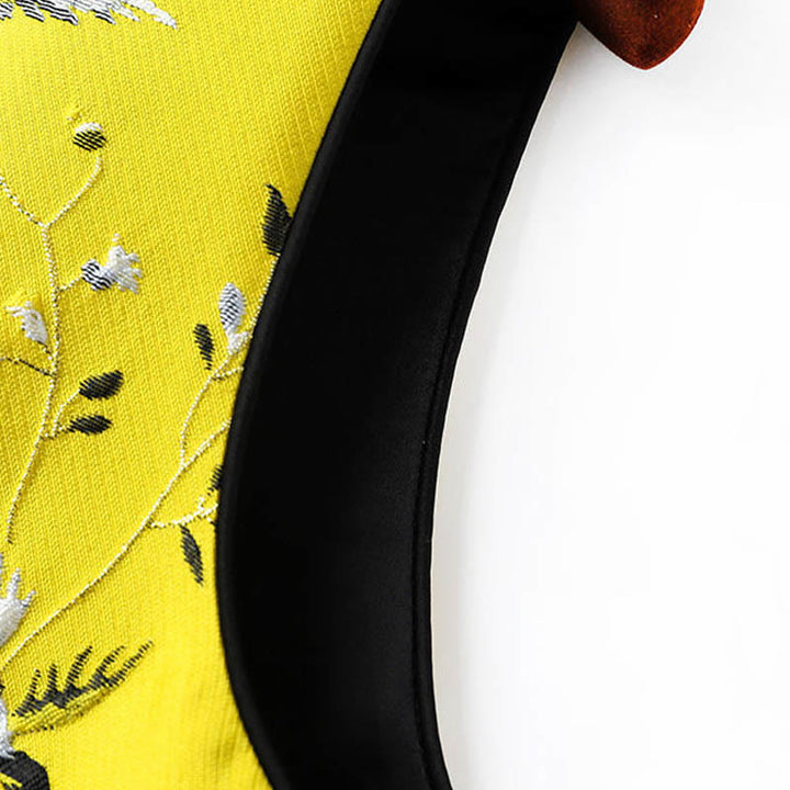 Chaleco con botones y nudo con diseño de plantas y grullas bordadas con Buddha Stones - image 9