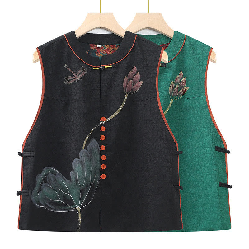 Chaleco con estampado de flores en tejido jacquard y bordado vintage con Buddha Stones - image 0