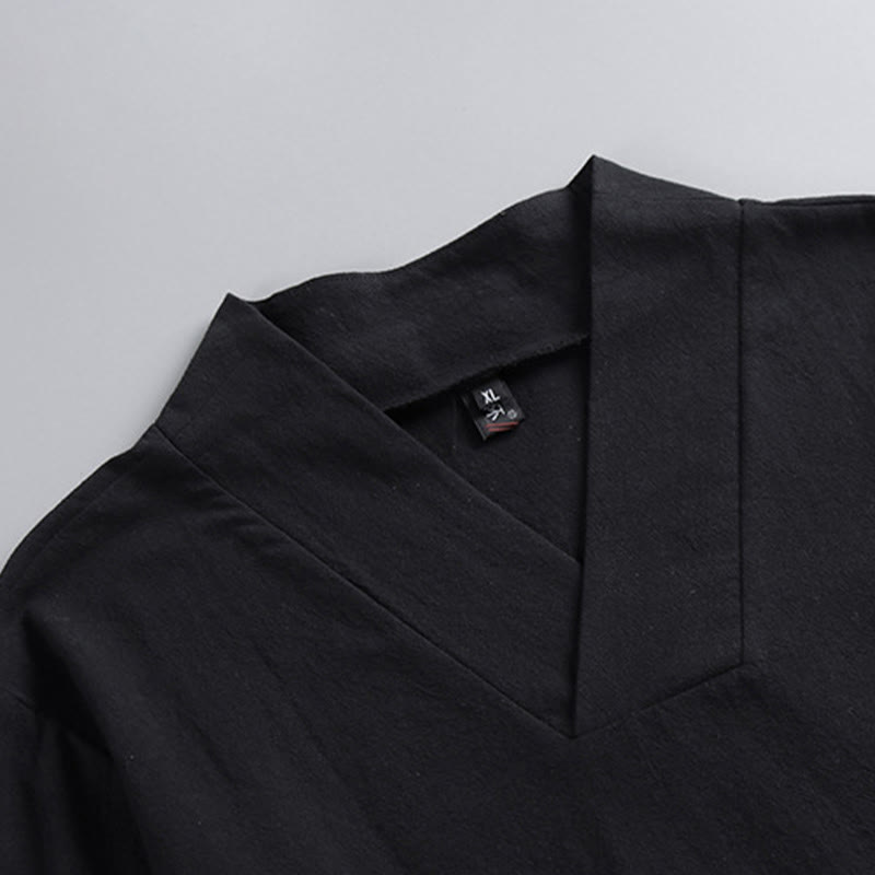 Pantalones cortos con Buddha Stones , traje Tang de algodón, conjunto de ropa Hanfu para hombre - image 12