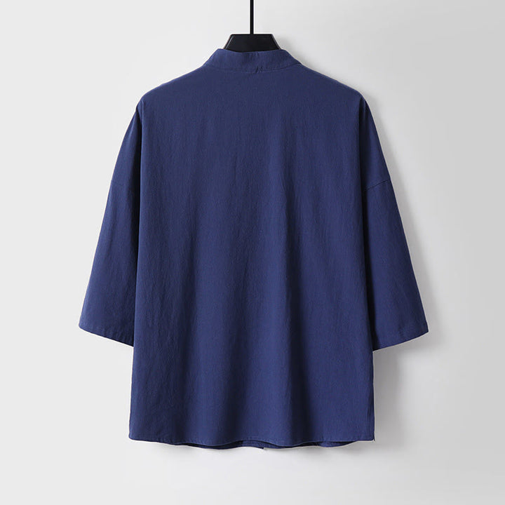 Pantalones cortos de algodón con mangas tres cuartos y estampado de Buddha Stones para hombre - image 11