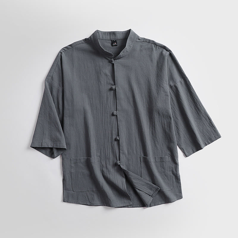 Pantalones cortos de algodón con mangas tres cuartos y estampado de Buddha Stones para hombre - image 2