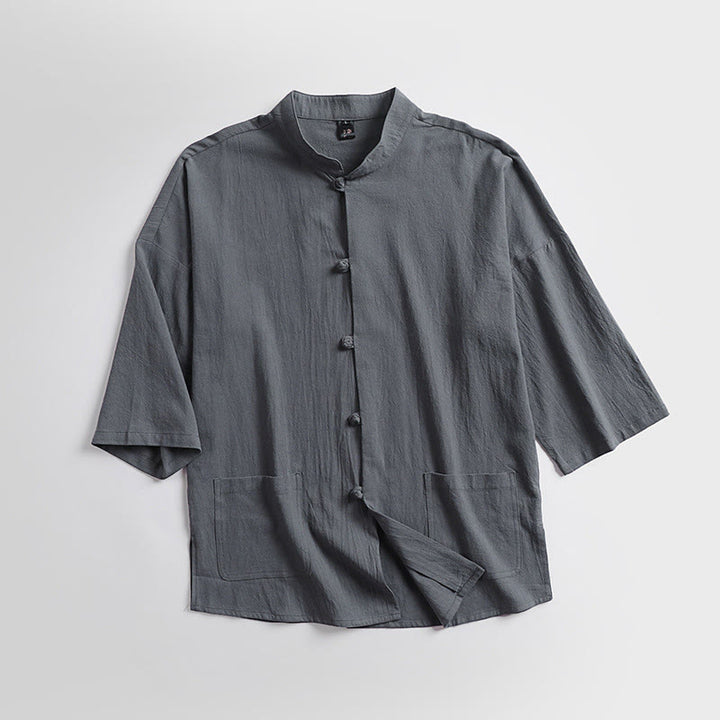 Pantalones cortos de algodón con mangas tres cuartos y estampado de Buddha Stones para hombre - image 2