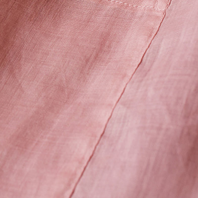 Camisa de algodón y lino con cuello en V, informal, de manga larga, color liso, talla grande, Buddha Stones para mujer - image 17