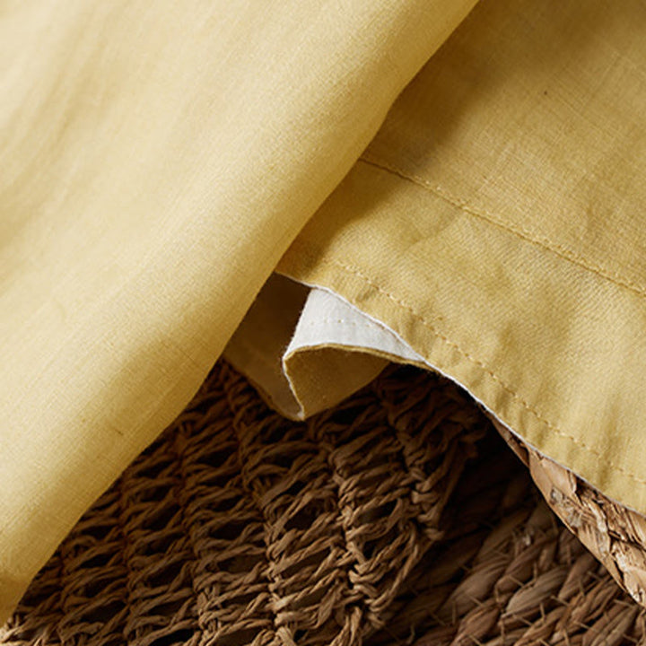 Camisa de algodón y lino con cuello en V, informal, de manga larga, color liso, talla grande, Buddha Stones para mujer - image 7