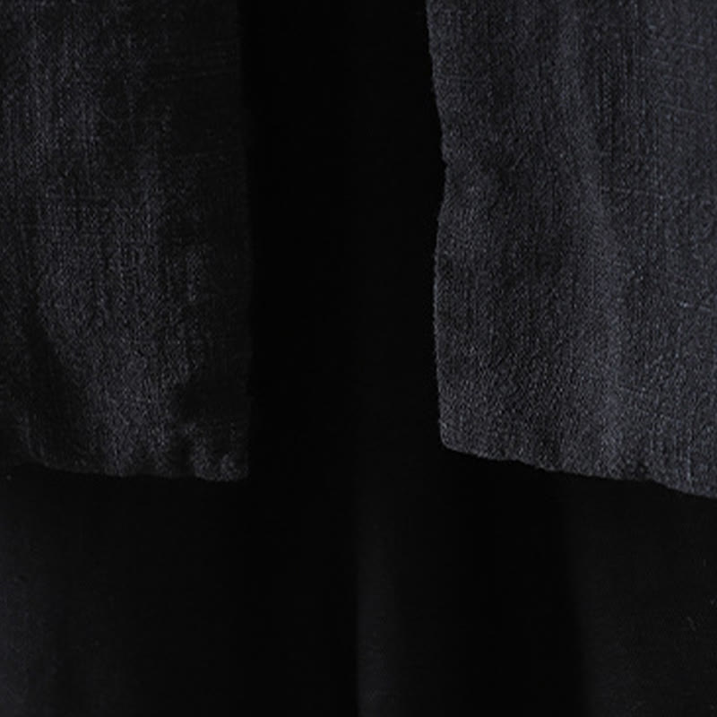 Chaqueta de mujer de algodón y lino con cuello alto, botones de rana y estampado de Buddha Stones en color liso. - image 22