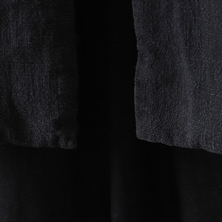 Chaqueta de mujer de algodón y lino con cuello alto, botones de rana y estampado de Buddha Stones en color liso. - image 22