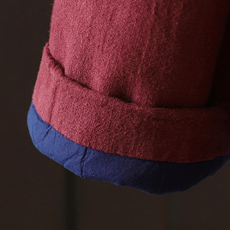 Chaqueta de mujer de algodón y lino con cuello alto, botones de rana y estampado de Buddha Stones en color liso. - image 7