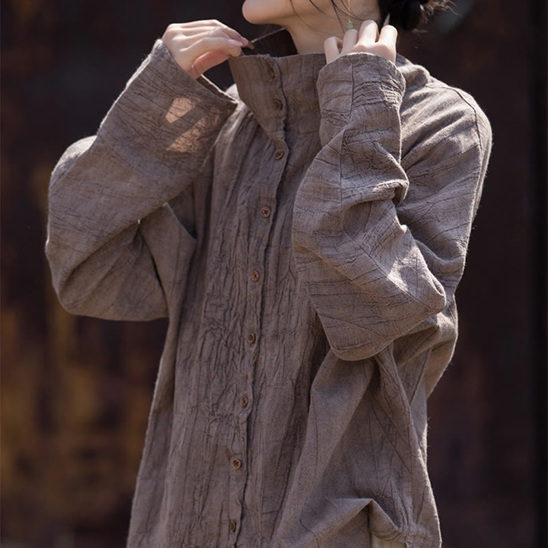 Cárdigan de algodón estilo chino con cuello alto teñido de Buddha Stones y ramio - image 22