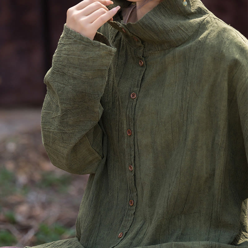 Cárdigan de algodón estilo chino con cuello alto teñido de Buddha Stones y ramio - image 11