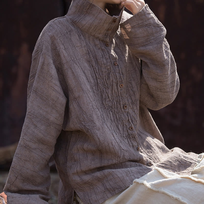 Cárdigan de algodón estilo chino con cuello alto teñido de Buddha Stones y ramio - image 20