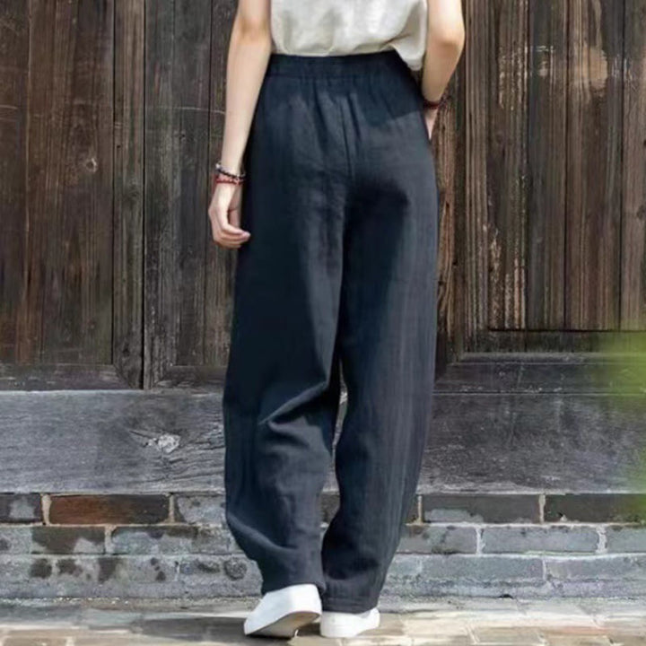 Pantalones de yoga casuales de algodón con bolsillos para mujer con Buddha Stones - image 6