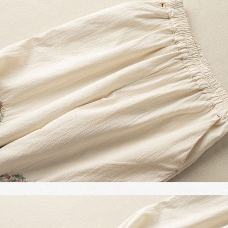 Pantalones harem informales con bordados, ribete de encaje y Buddha Stones, con bolsillos. - image 8