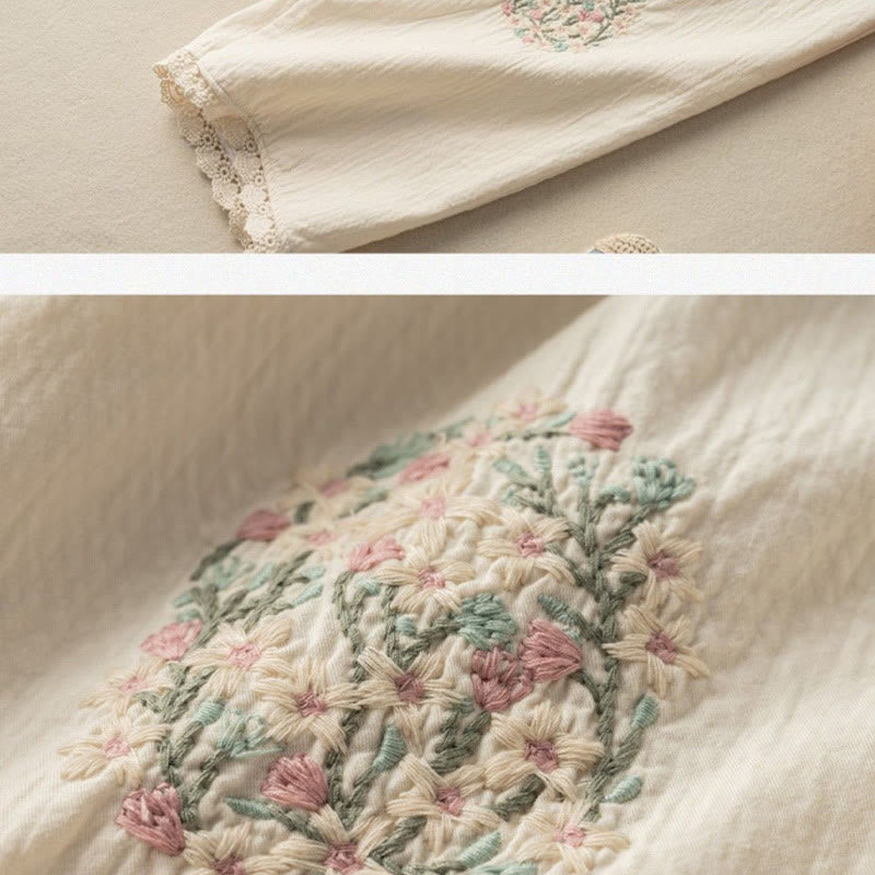 Pantalones harén de algodón con bordados y ribetes de encaje con Buddha Stones y bolsillos - image 10