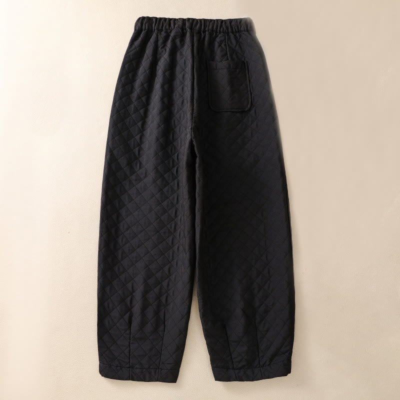 Pantalones harén de algodón con cordón y bolsillos a cuadros sencillos de otoño e invierno con Buddha Stones - image 27
