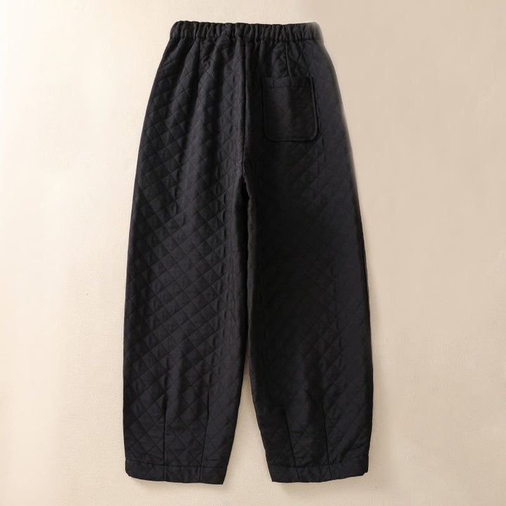 Pantalones harén de algodón con cordón y bolsillos a cuadros sencillos de otoño e invierno con Buddha Stones - image 27
