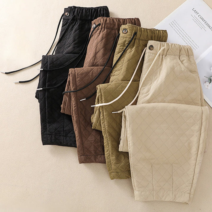 Pantalones harén de algodón con cordón y bolsillos a cuadros sencillos de otoño e invierno con Buddha Stones - image 34