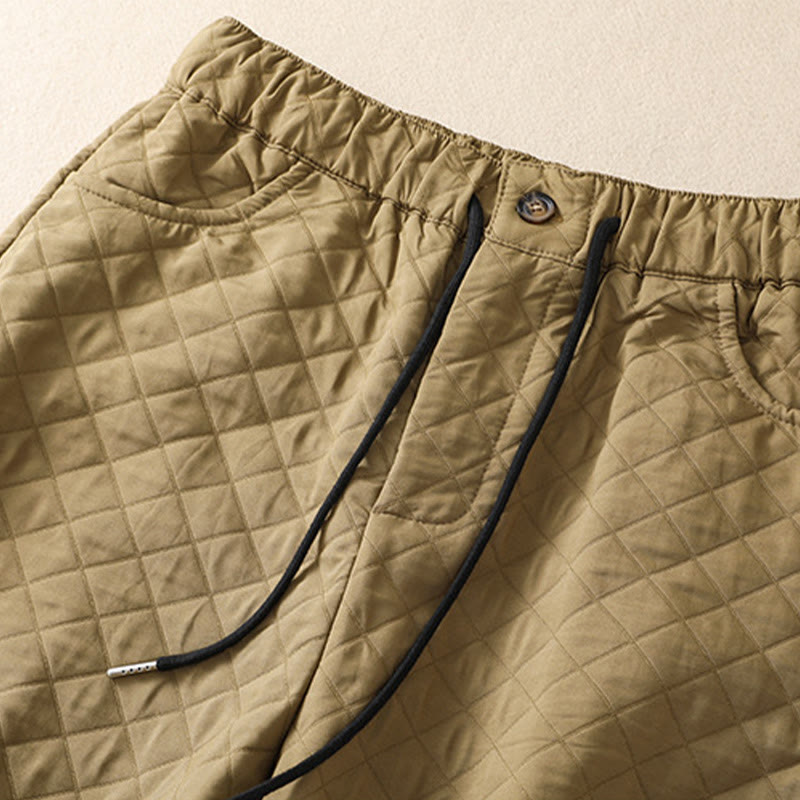 Pantalones harén de algodón con cordón y bolsillos a cuadros sencillos de otoño e invierno con Buddha Stones - image 21