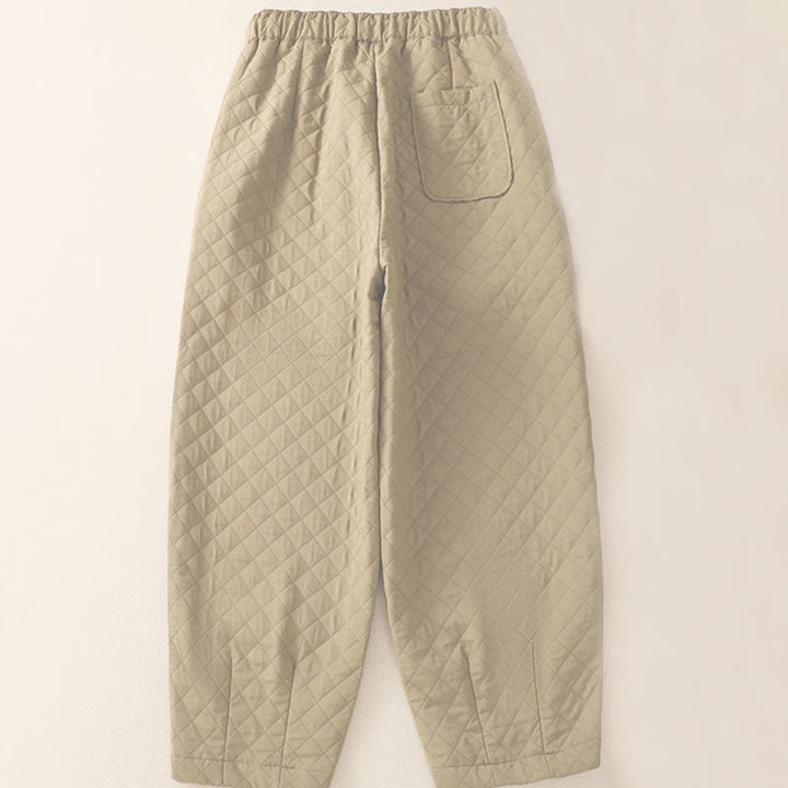 Pantalones harén de algodón con cordón y bolsillos a cuadros sencillos de otoño e invierno con Buddha Stones - image 8