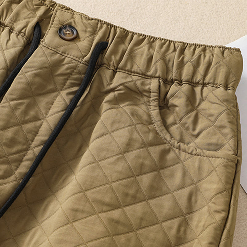 Pantalones harén de algodón con cordón y bolsillos a cuadros sencillos de otoño e invierno con Buddha Stones - image 22