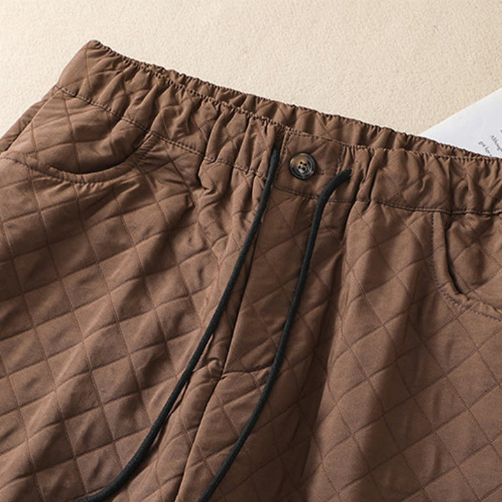 Pantalones harén de algodón con cordón y bolsillos a cuadros sencillos de otoño e invierno con Buddha Stones - image 3