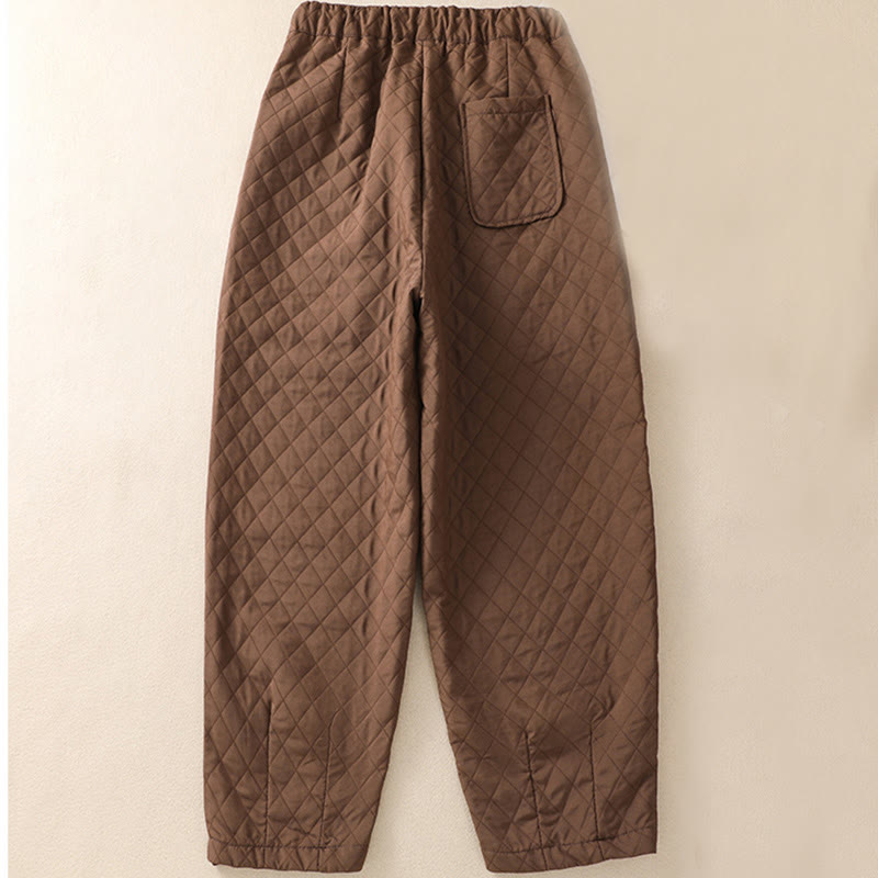 Pantalones harén de algodón con cordón y bolsillos a cuadros sencillos de otoño e invierno con Buddha Stones - image 2