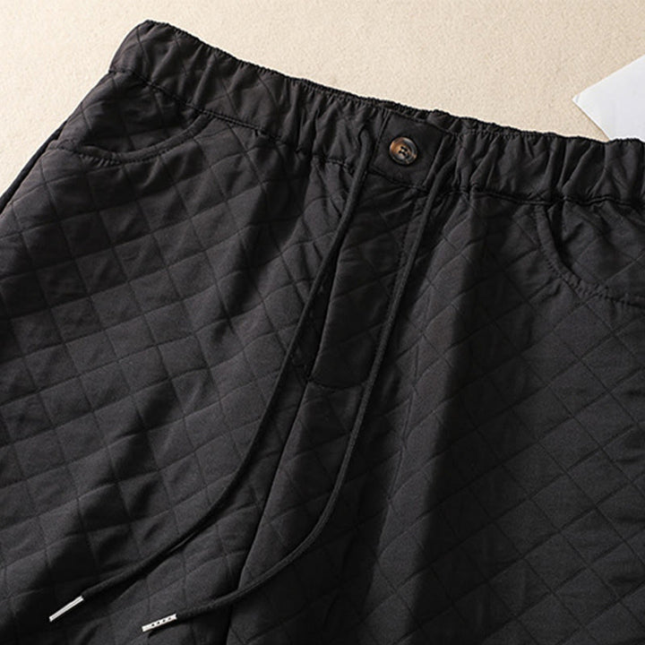 Pantalones harén de algodón con cordón y bolsillos a cuadros sencillos de otoño e invierno con Buddha Stones - image 28
